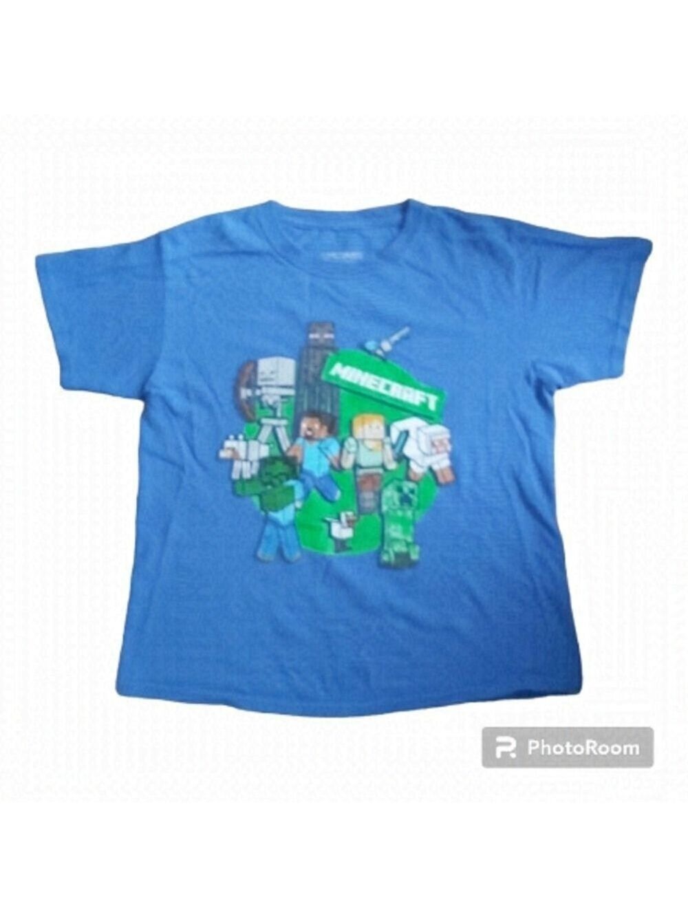 Mojang Boys/Girls 100% Cotton Blue Graphic Minecraft T-Shirt - Size Medium
